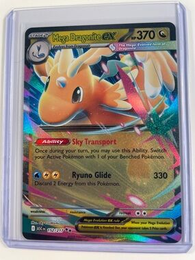 Pokemon Mega Dragonite EX Holographic Orange Yellow Blue Card